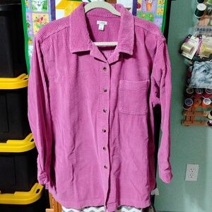 ll Bean corduroy oversized shirt jacket 2x pink